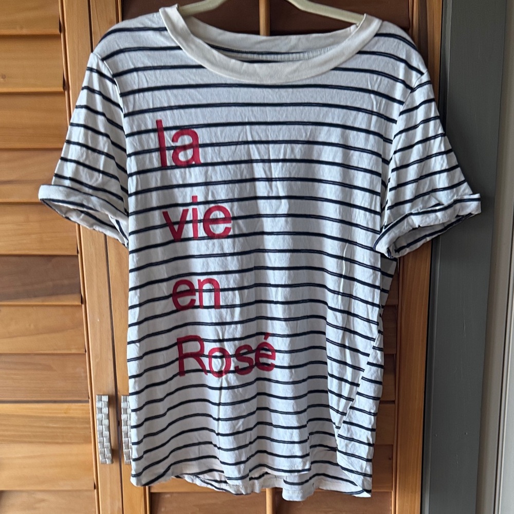 Sol Angeles x Anthropologie Striped Tee White and Navy “la vie en rose” size L